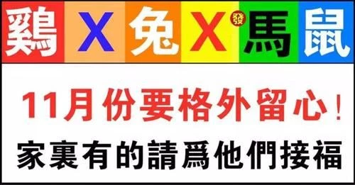 11月份要格外留心了（雞X兔X馬鼠）家裡有的請為他們接福！